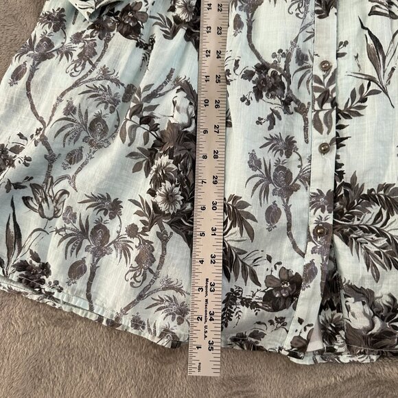 Anthropologie Lavinia Embroidered White Blue Shirt Dress Size 6 Button Cotton - Picture 5 of 8